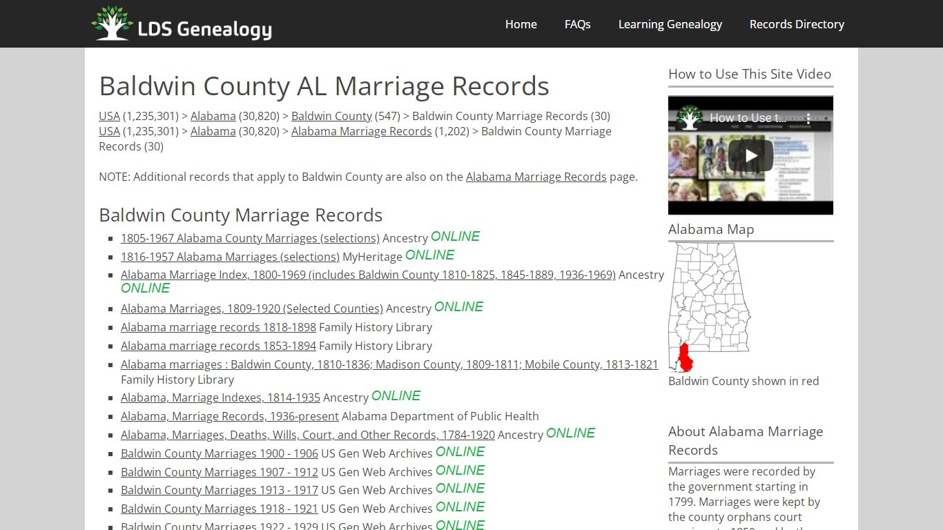 Baldwin County AL Marriage Records - ldsgenealogy.com